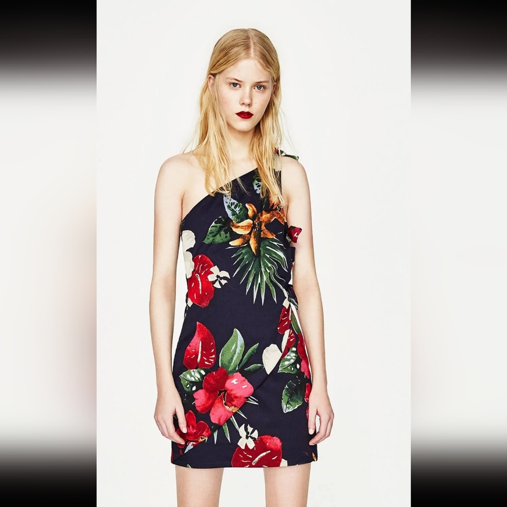 Zara One Shoulder floral Mini sundress